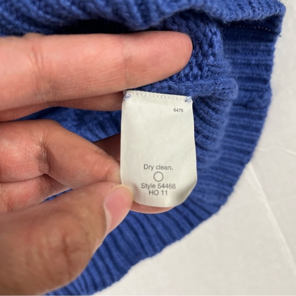 J. Crew Women Sz XS Sweater Honeycomb Cable Knit Wool Angora Blend Preppy Blue - Picture 5 of 9